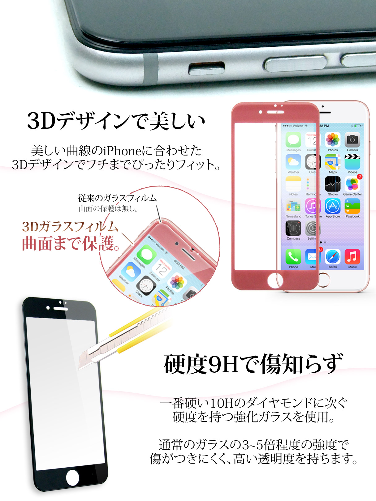 スマホ強化ガラス保護フィルム